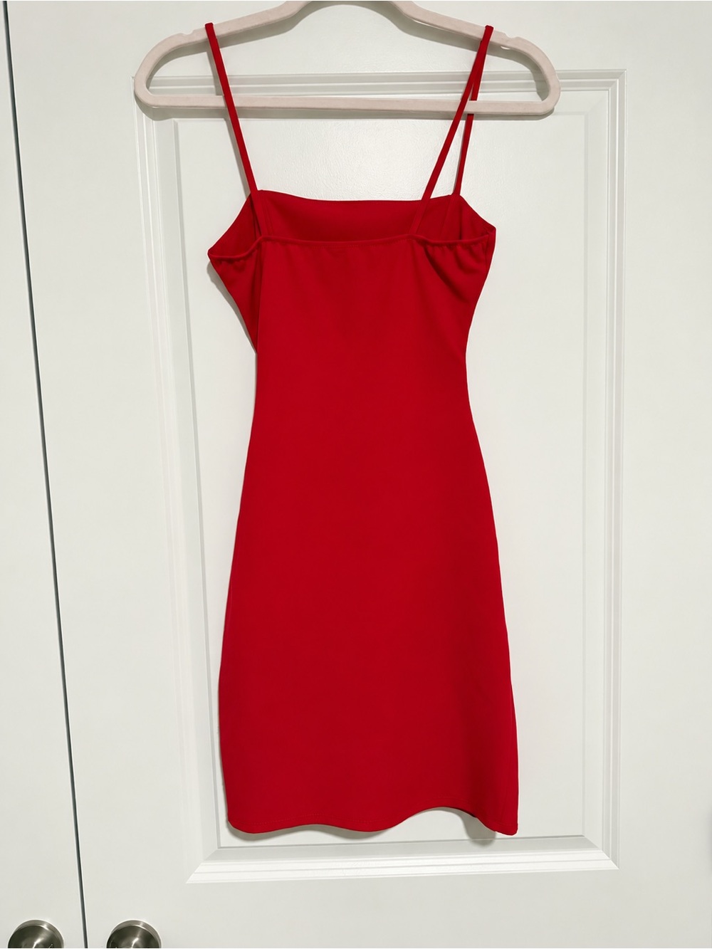 Red Draped Spaghetti-Strap Mini Dress - Picture 2 of 2